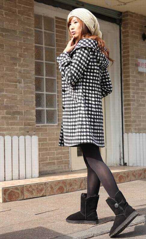 AZA奥佐娅 09冬装新品 格子连帽女式大衣WM2838 - den637911 - Alinmna