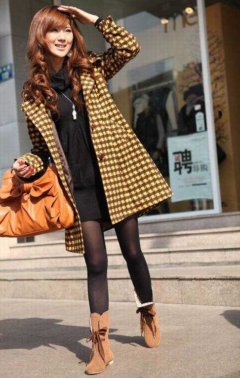 AZA奥佐娅 09冬装新品 格子连帽女式大衣WM2838 - den637911 - Alinmna