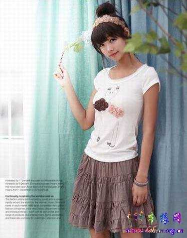T恤+短裙 尽显甜美高挑 - 紫雅轩 - 紫雅轩