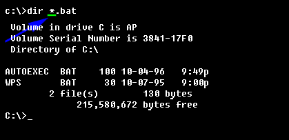 命令:dir *.bat