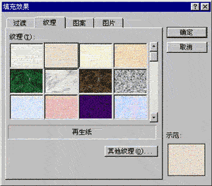 填充效果对话框纹理选项卡
