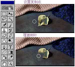 用橡皮图章擦除原有树叶