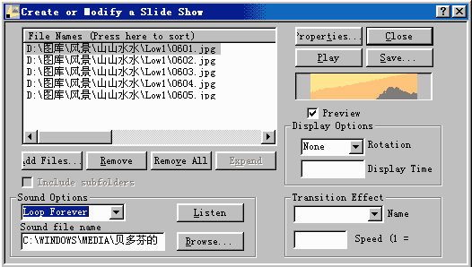 Create or Modify a slider show对话框