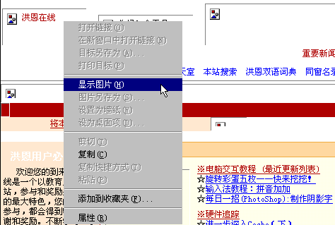 在右键菜单中选择“显示图片”