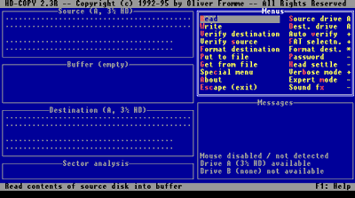 启动HD-Copy光标默认在“Read”上,回车,复制数据
