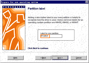 输入分区的卷标