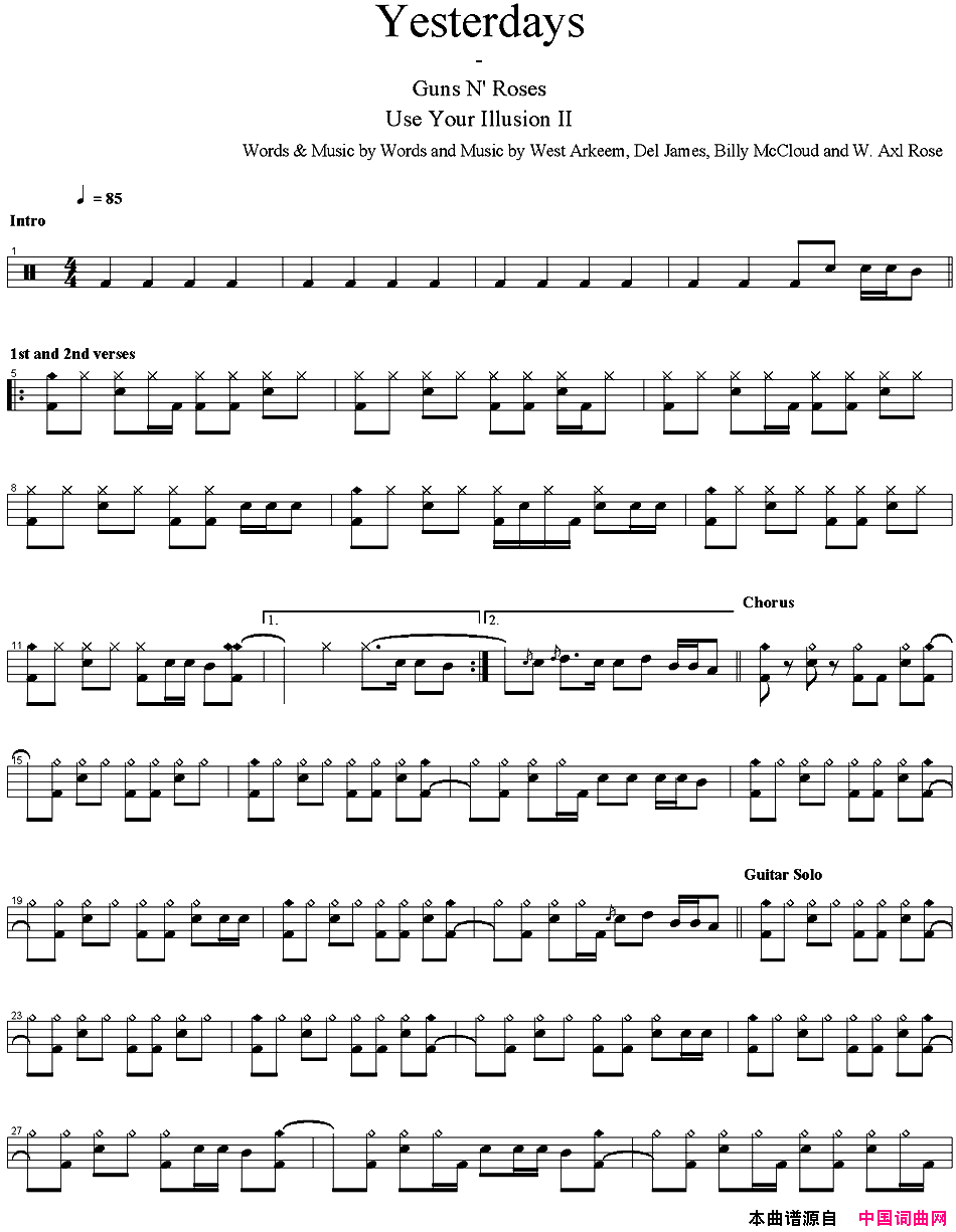 ʿףGunsn&#39;Roses-Yesterdays