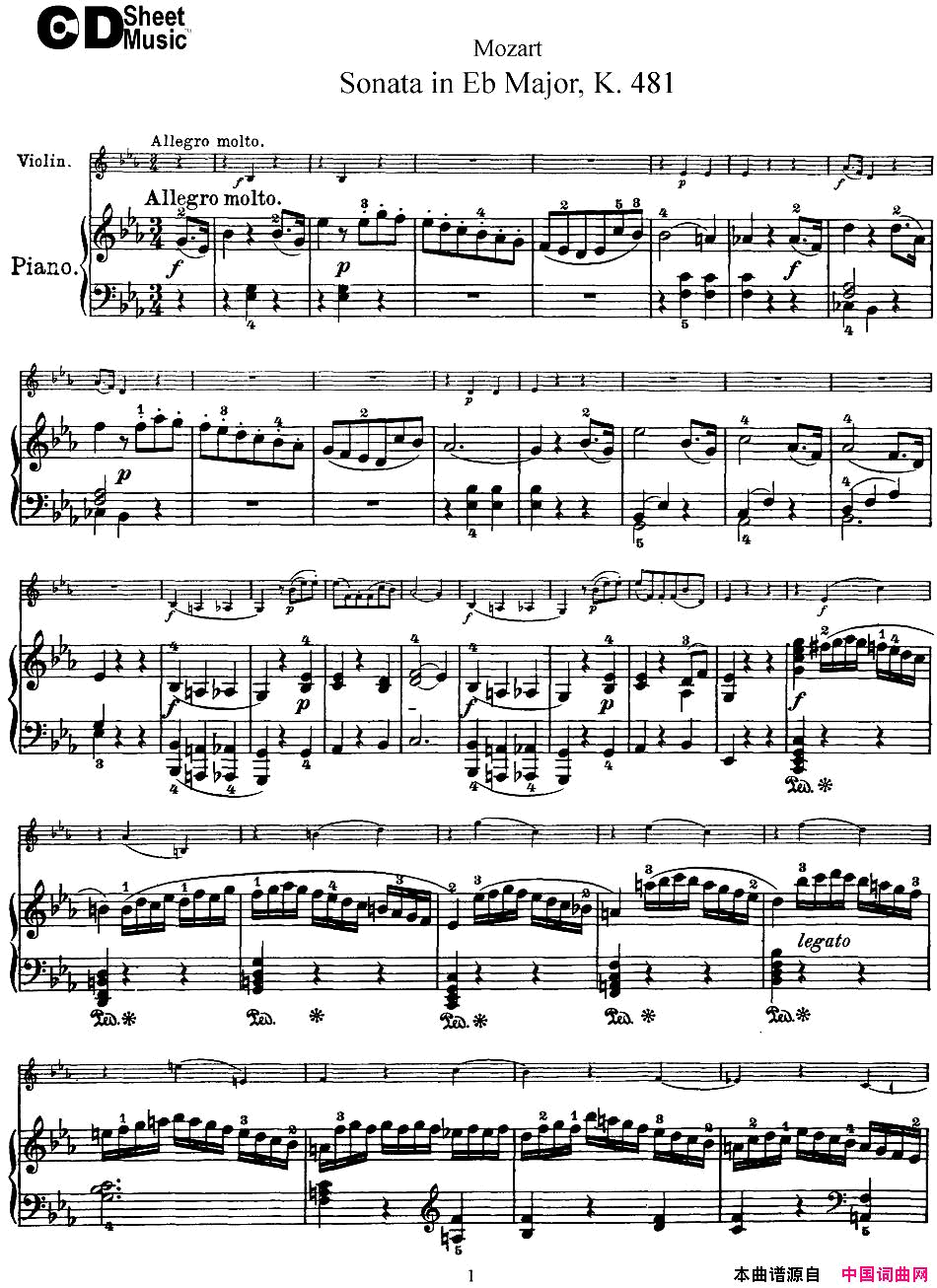 ٣ViolinSonatainEbMajorK.481С+ٰ