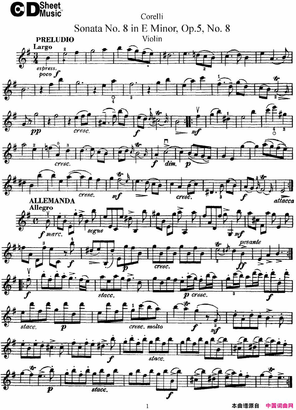 ٣SonataNo8inEMinorOp5No8