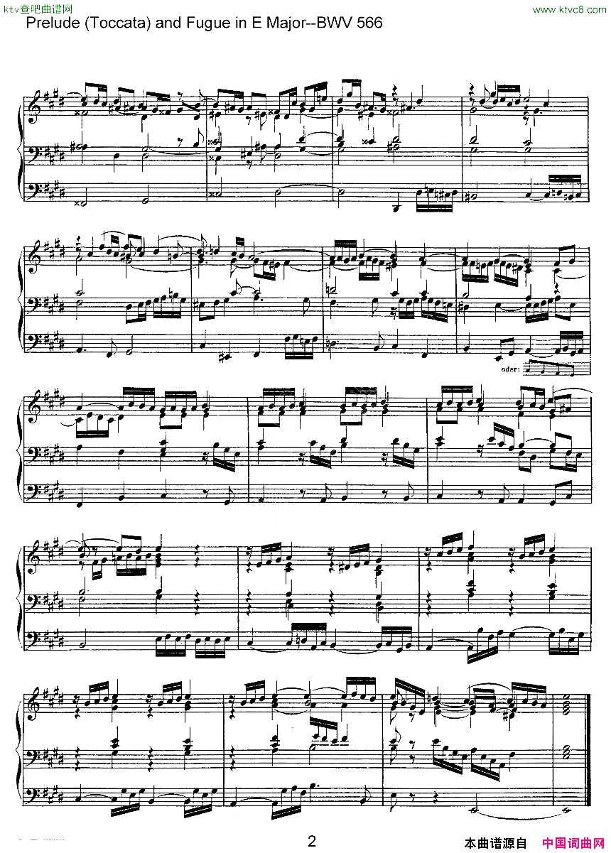 PreludeToccataandFugueinEMajor--BWV566ܷ