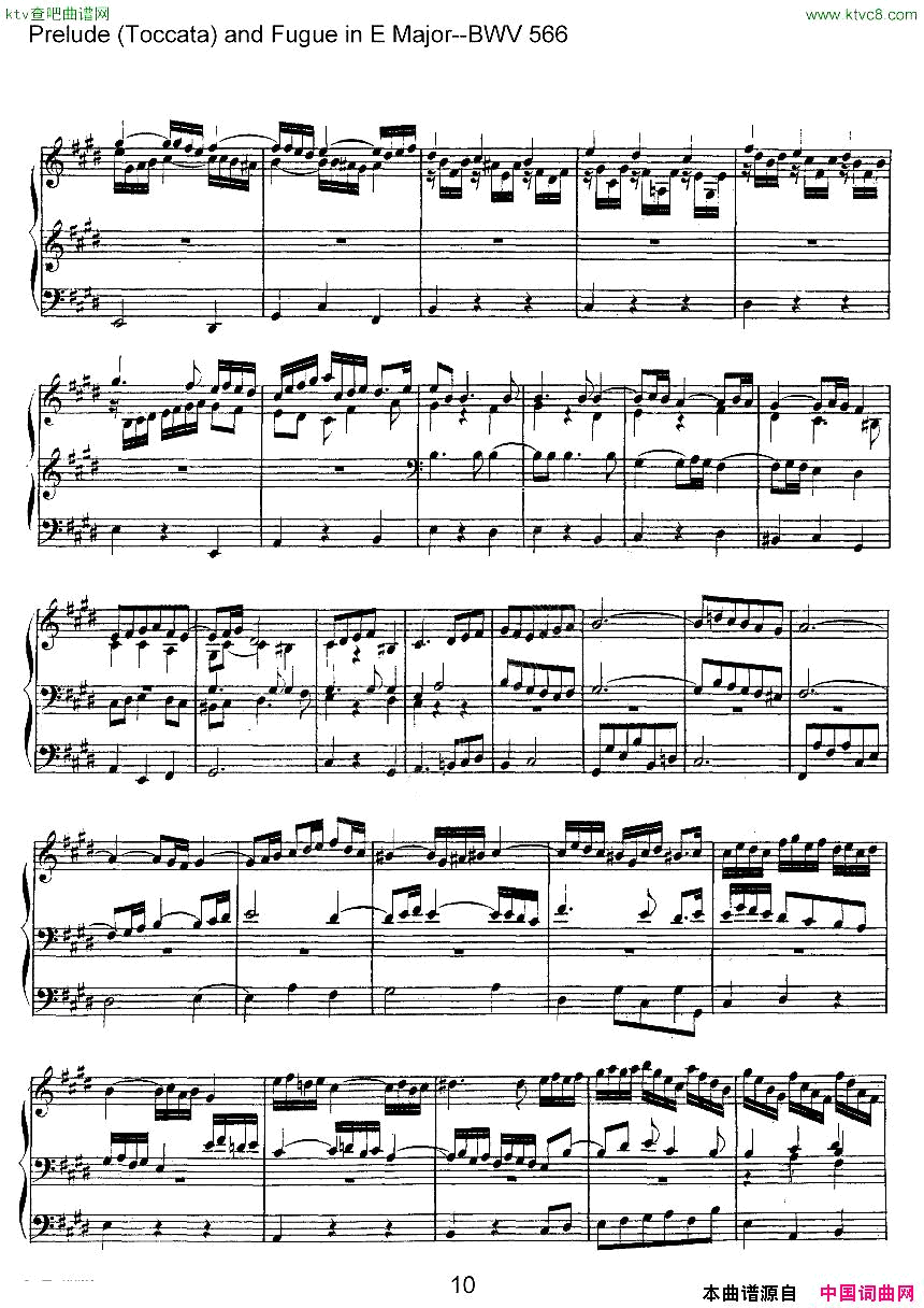 PreludeToccataandFugueinEMajor--BWV566ܷ