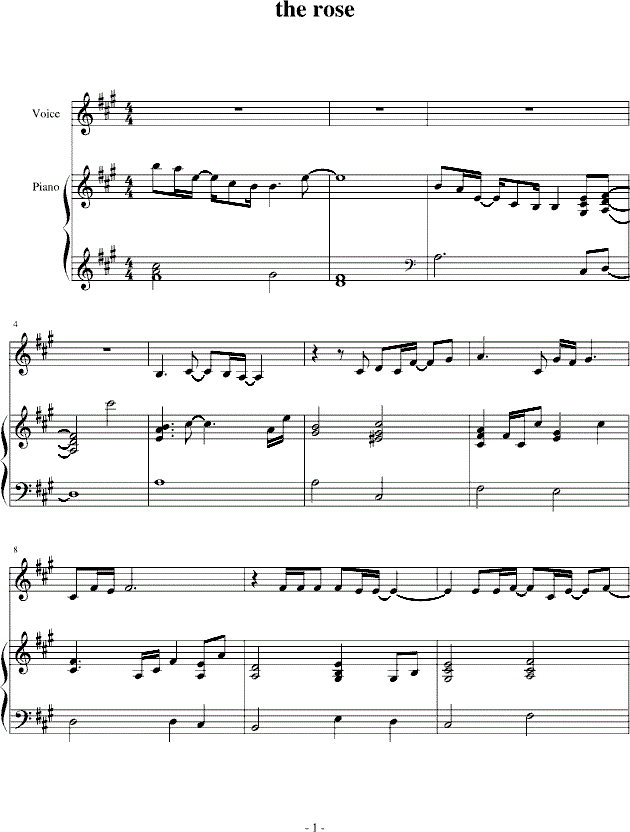 Amanda McBroom The Rose钢琴谱