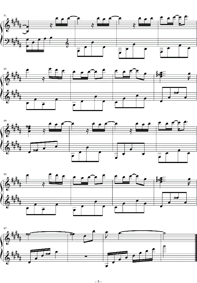 无法开口钢琴谱