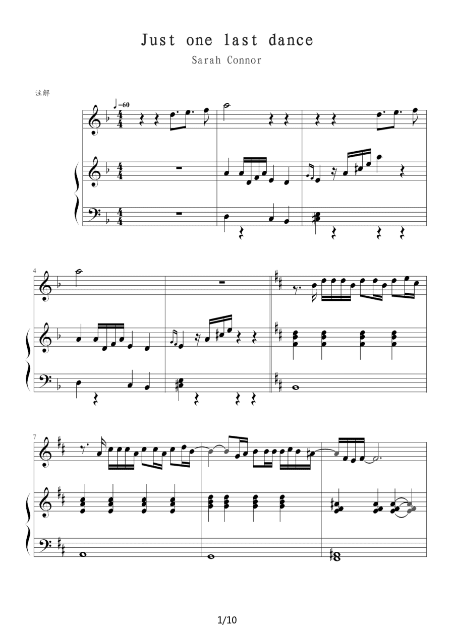 Sarah Connor Just One Last Dance钢琴谱