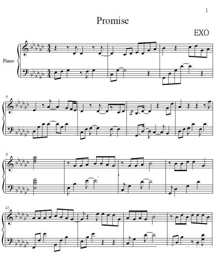 EXO约定钢琴谱