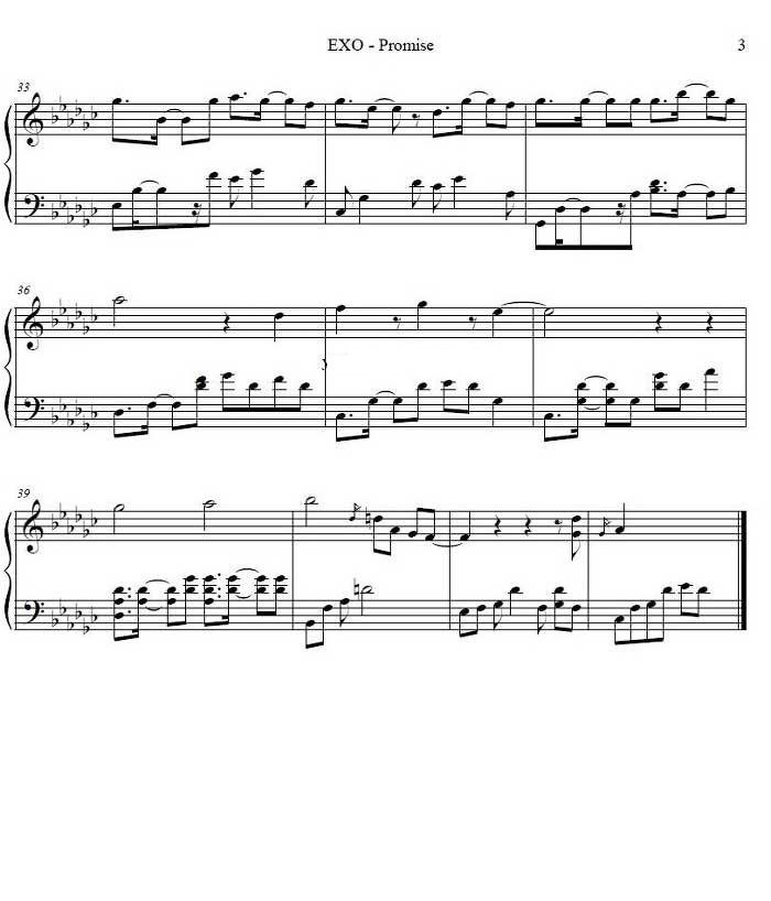 EXO约定钢琴谱