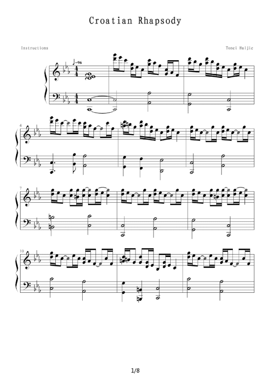 克罗地亚狂想曲钢琴谱