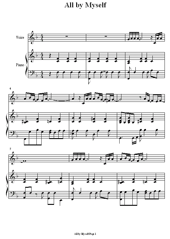 Eric Carmen all by myself钢琴谱