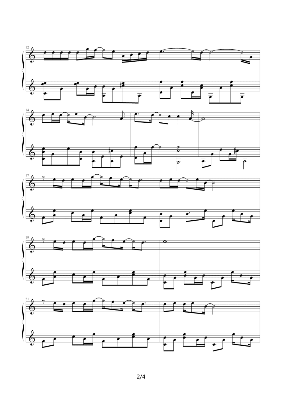 after 17钢琴谱完整版