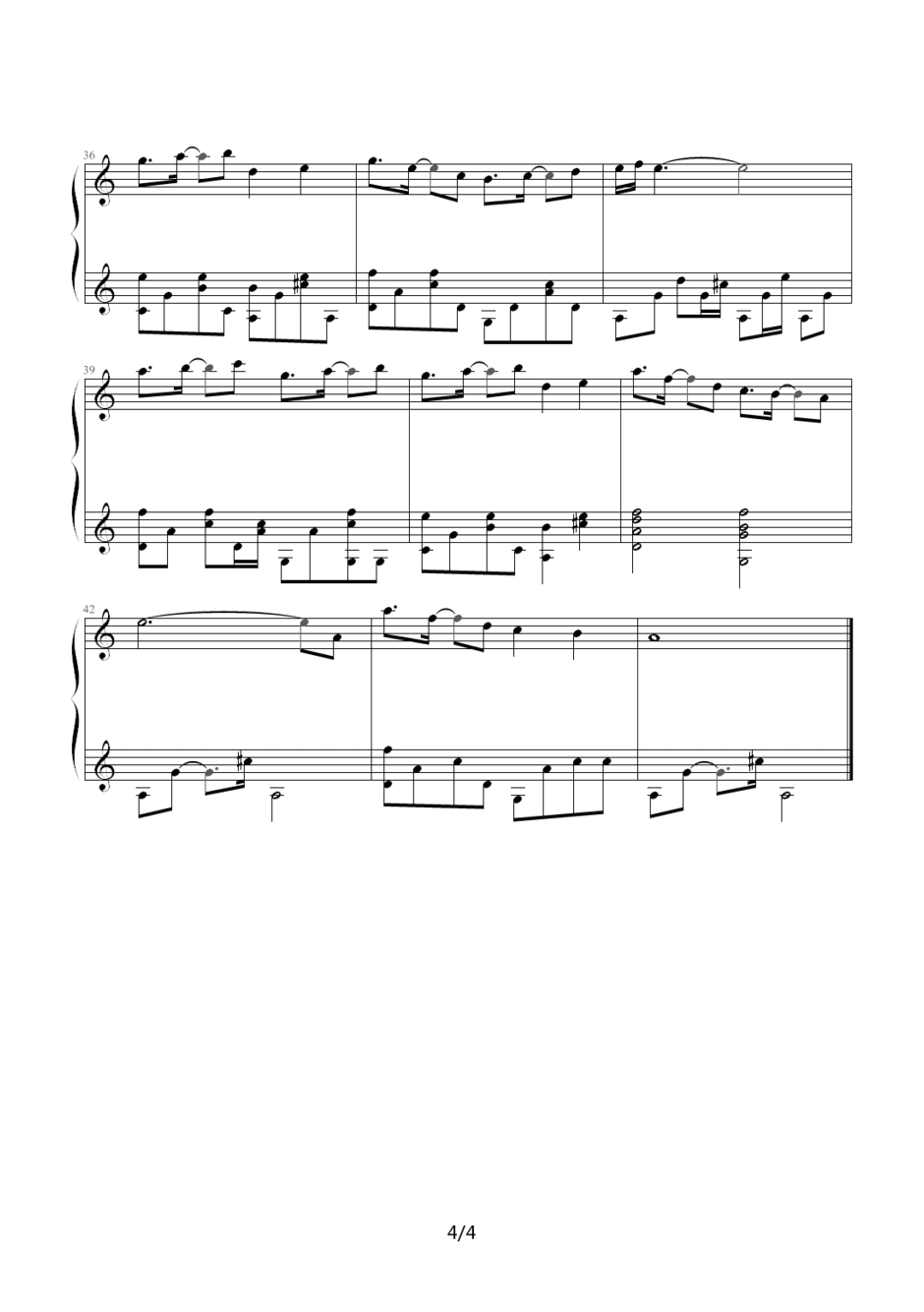 after 17钢琴谱完整版