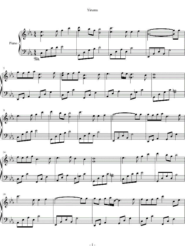 泽野弘之 A Letter钢琴谱