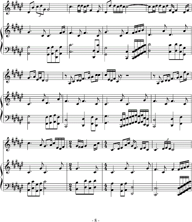 春天的故事钢琴谱