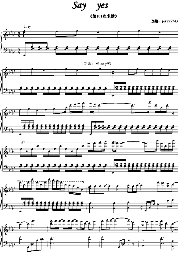 《say yes》钢琴谱完整版