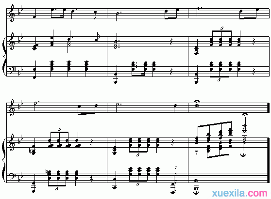 《长江之歌》钢琴谱