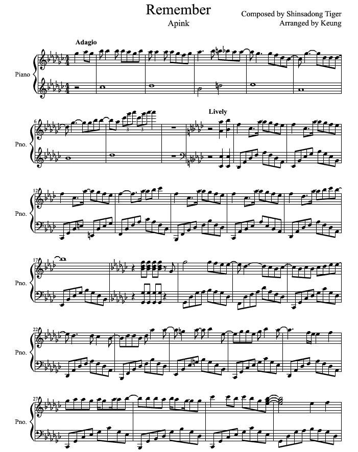apink remember钢琴谱精选