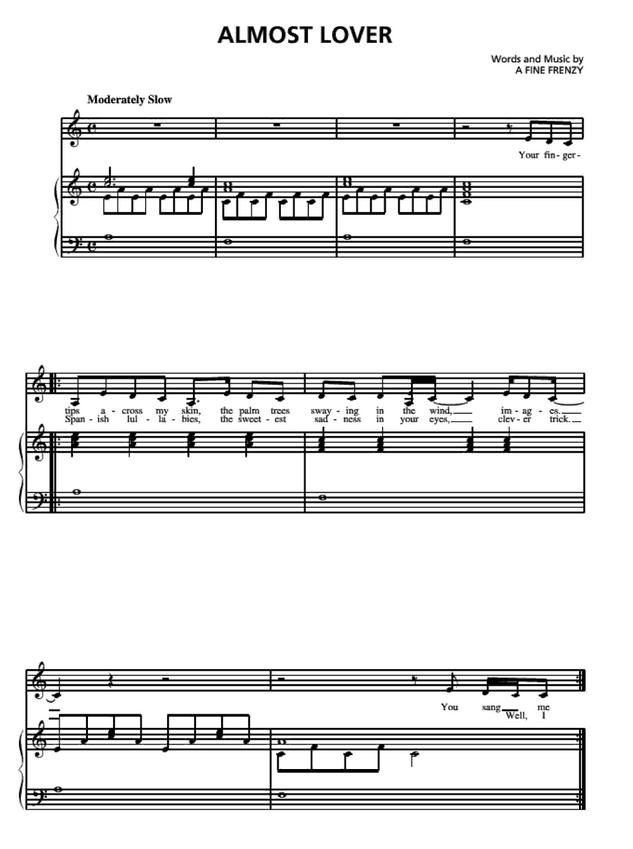 almost lover钢琴谱