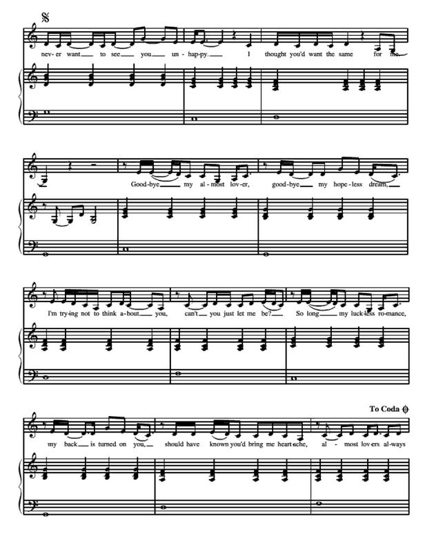 almost lover钢琴谱