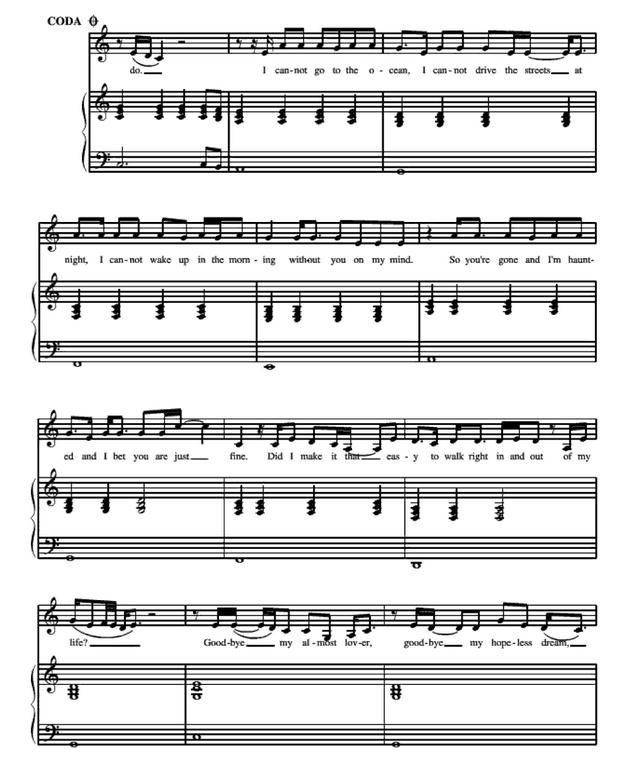 almost lover钢琴谱