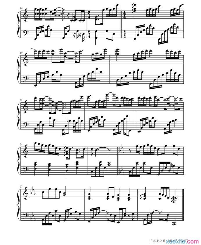 不完美小孩钢琴谱_TFBOYS不完美小孩歌词