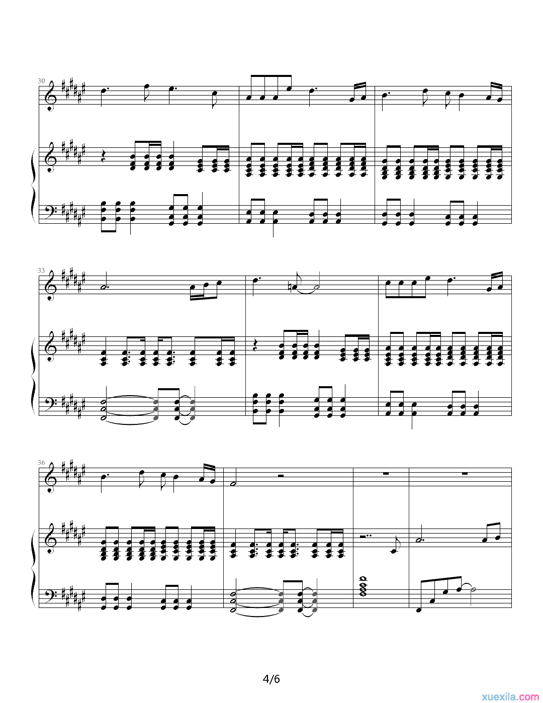 旅行许巍钢琴谱完整版