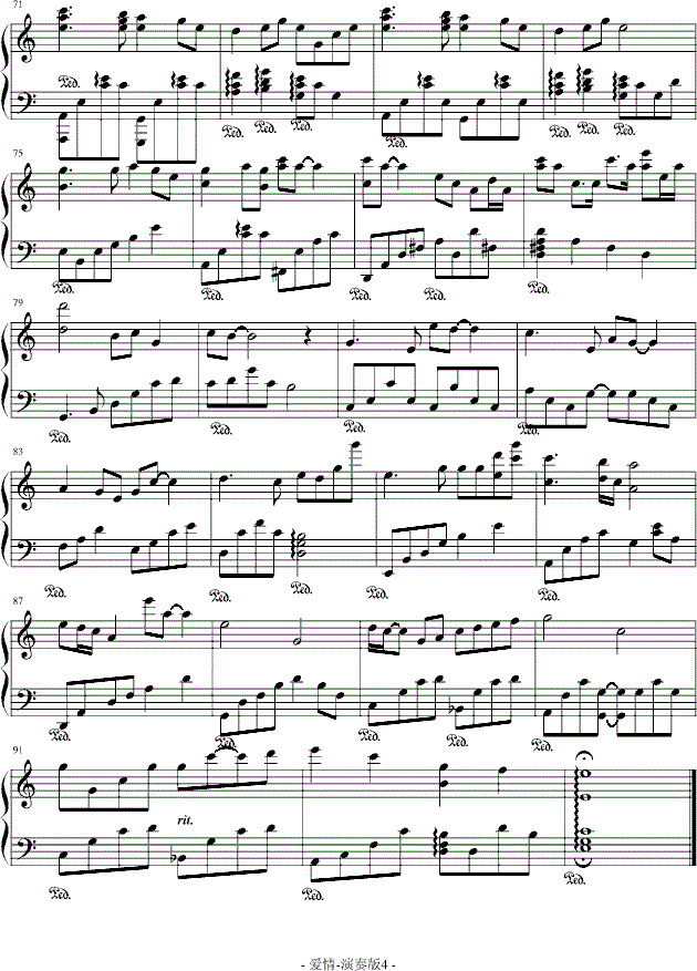 莫文蔚爱情钢琴谱