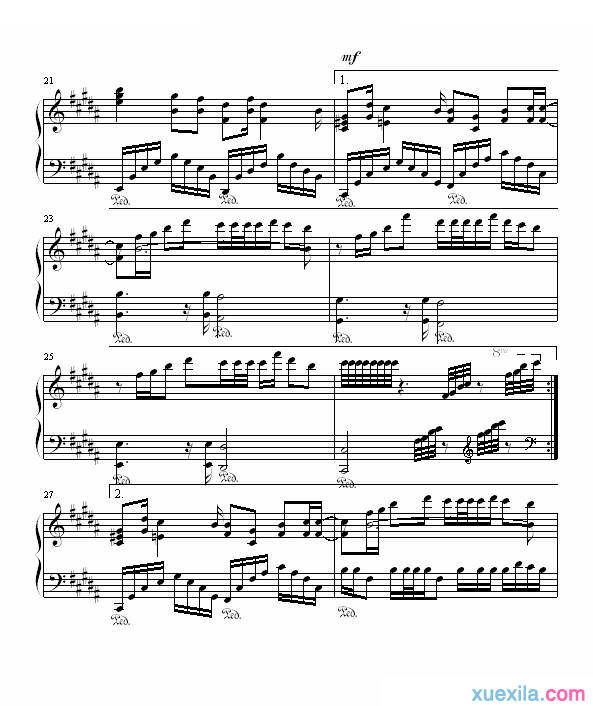 周杰伦发如雪钢琴谱