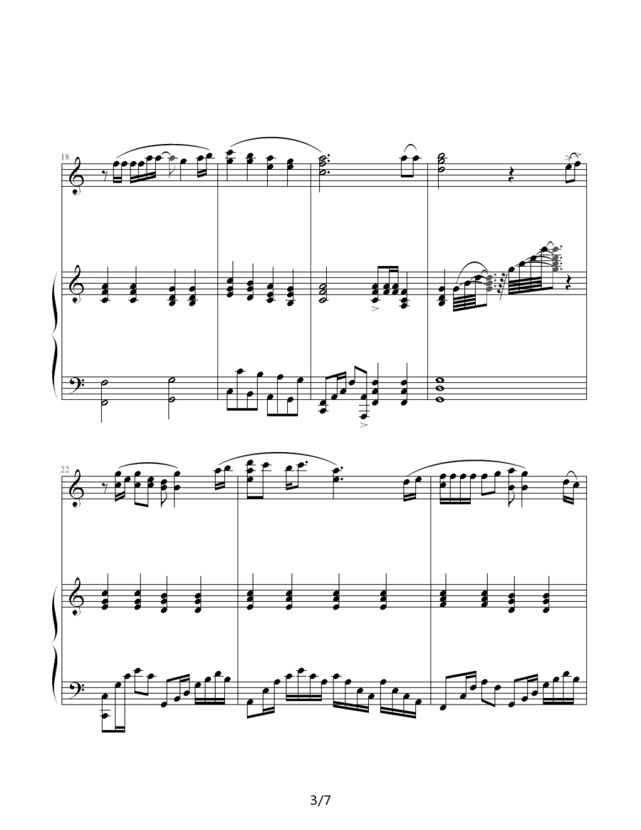 谢霆锋别来无恙的钢琴谱