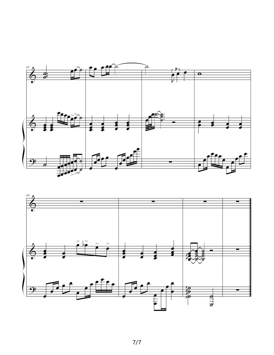 谢霆锋别来无恙的钢琴谱