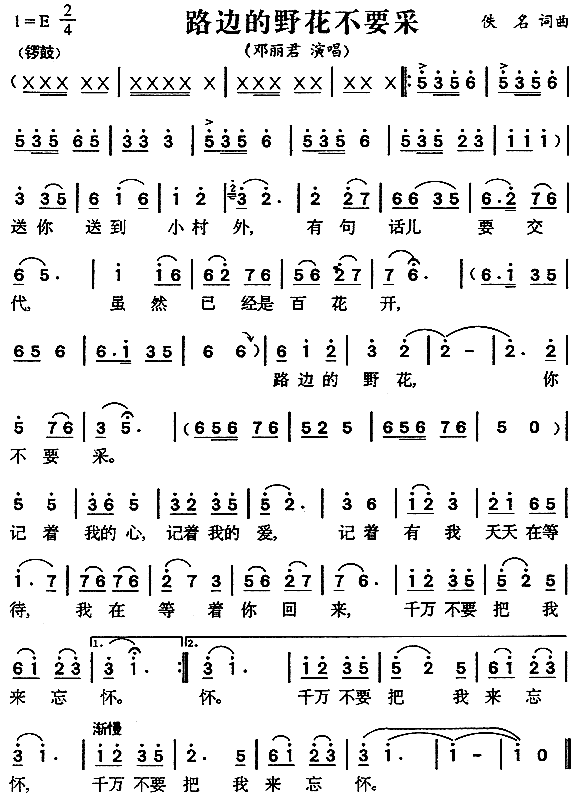 路边的野花不要采歌词简谱