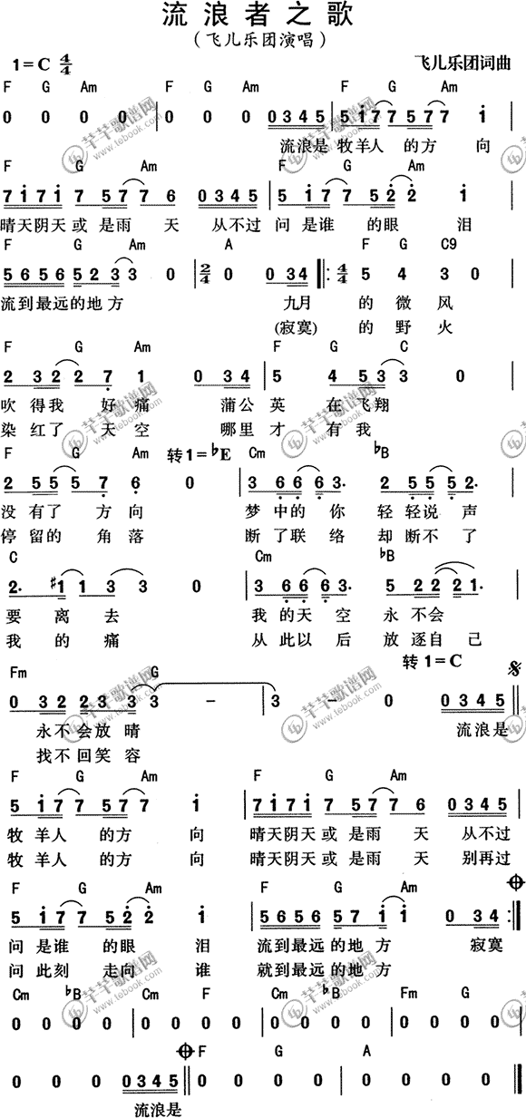 流浪者之歌歌谱