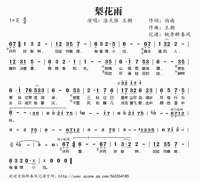 梨花雨歌谱洛天依