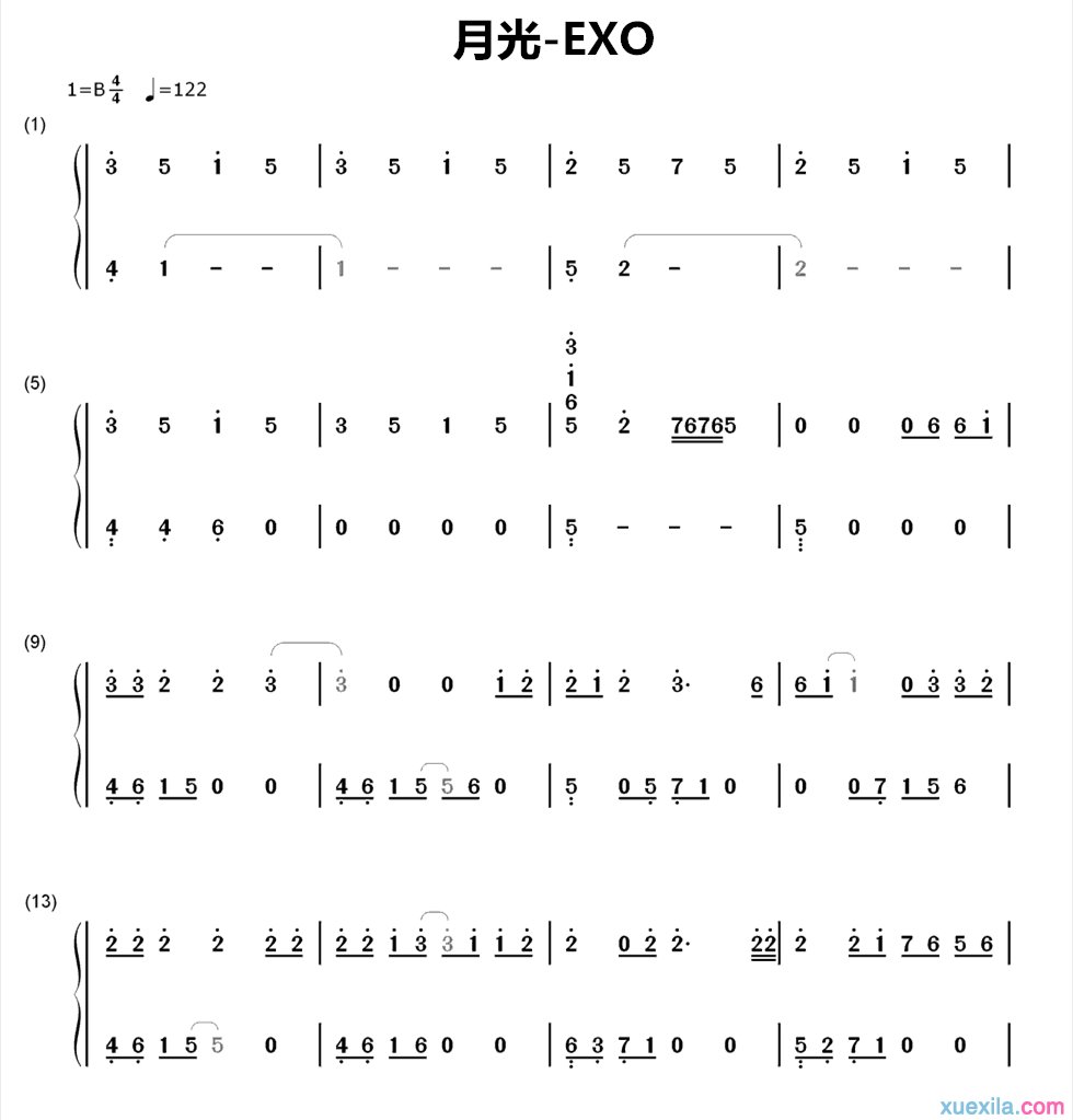 exo月光Moonlight简谱_月光Moonlight歌词
