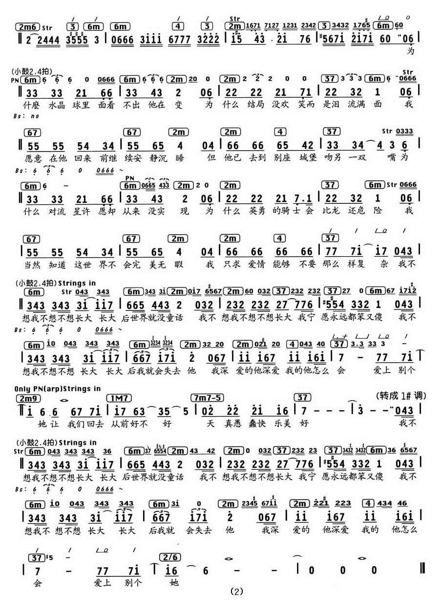 SHE不想长大简谱