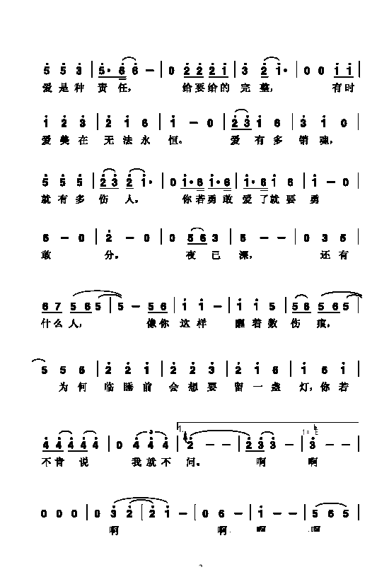 林忆莲伤痕简谱