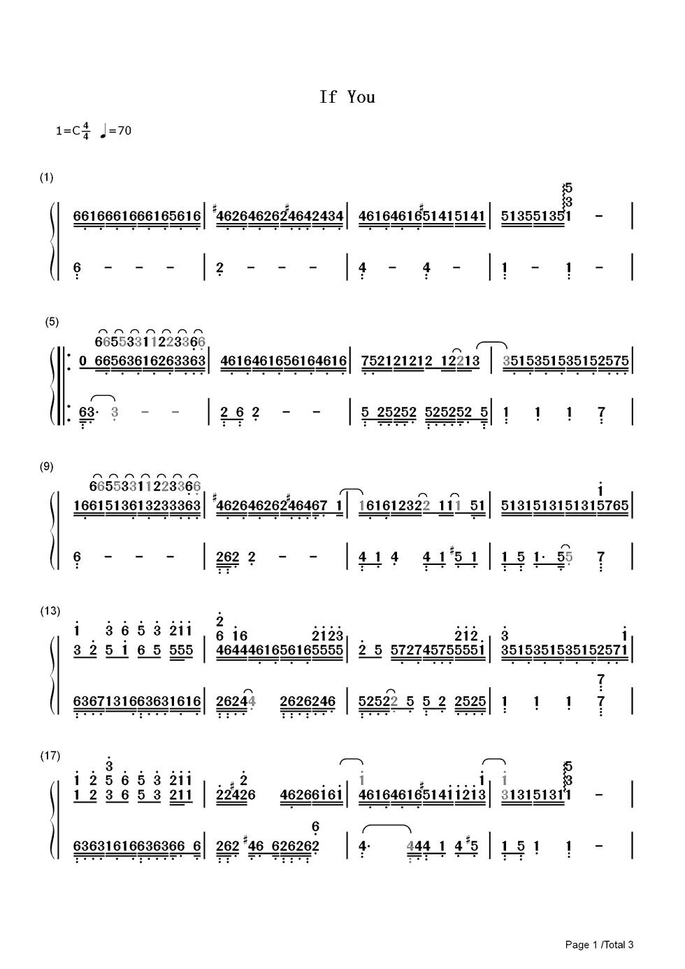 BigbangIF YOU简谱完整版