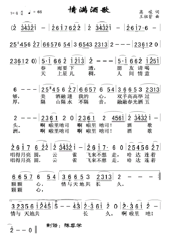 情满酒歌简谱 阎维文
