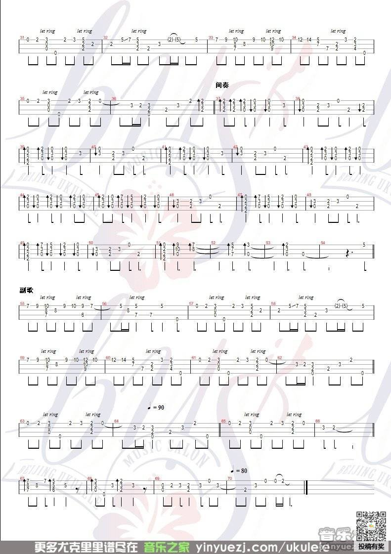 孙燕姿遇见尤克里里指弹简谱