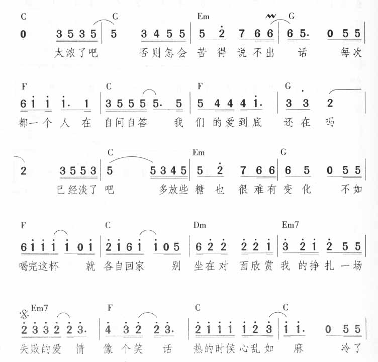咖啡简谱张学友