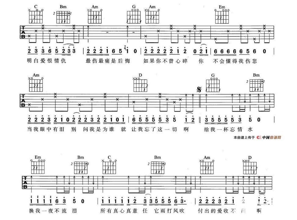 刘德华忘情水简谱及歌词歌谱
