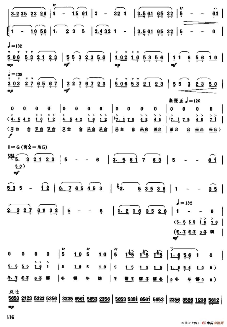 凤阳花鼓笛子歌词简谱有哪些